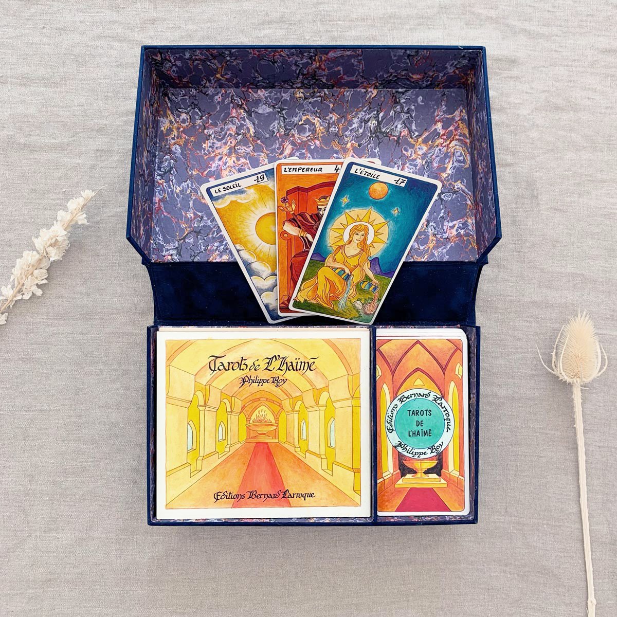 Coffret Tarot de l'Haïmé Éditions Larroque coffret suedel bleu