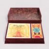 Coffret ouvert Tarot de l'Haïmé Éditions Larroque coffret en suedel bordeaux