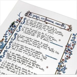 Fac-similé poème Tu seras un homme Kipling manuscrit décoré