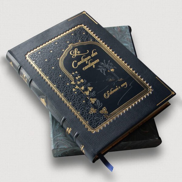 Livre Le Cantique des Cantiques reliure plein cuir bleu marine exemplaire luxe Editions Larroque