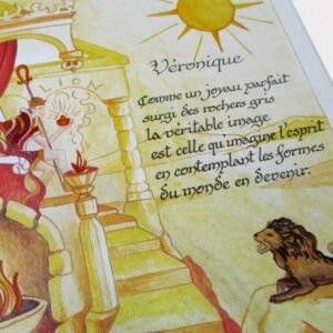 Histoire du prénom calligraphiée sur l'illustration du signe astral sur beau papier