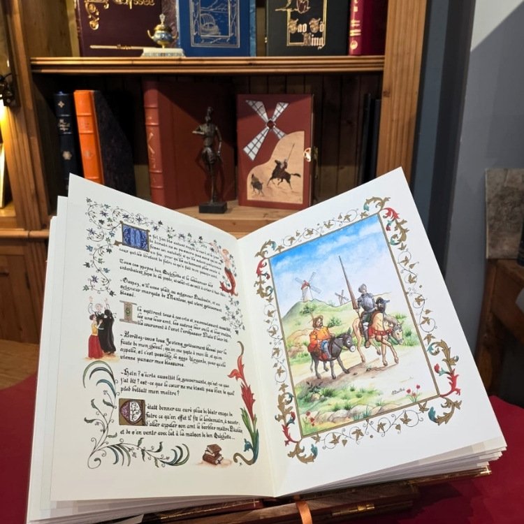 Livre enluminé et calligraphié Don Quichotte ouvert