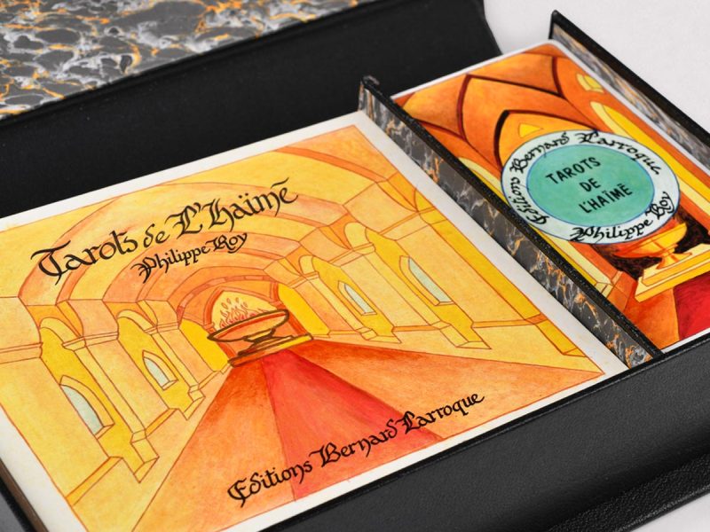 Coffret Tarot de l'Haïmé Éditions Larroque coffret cuir noir